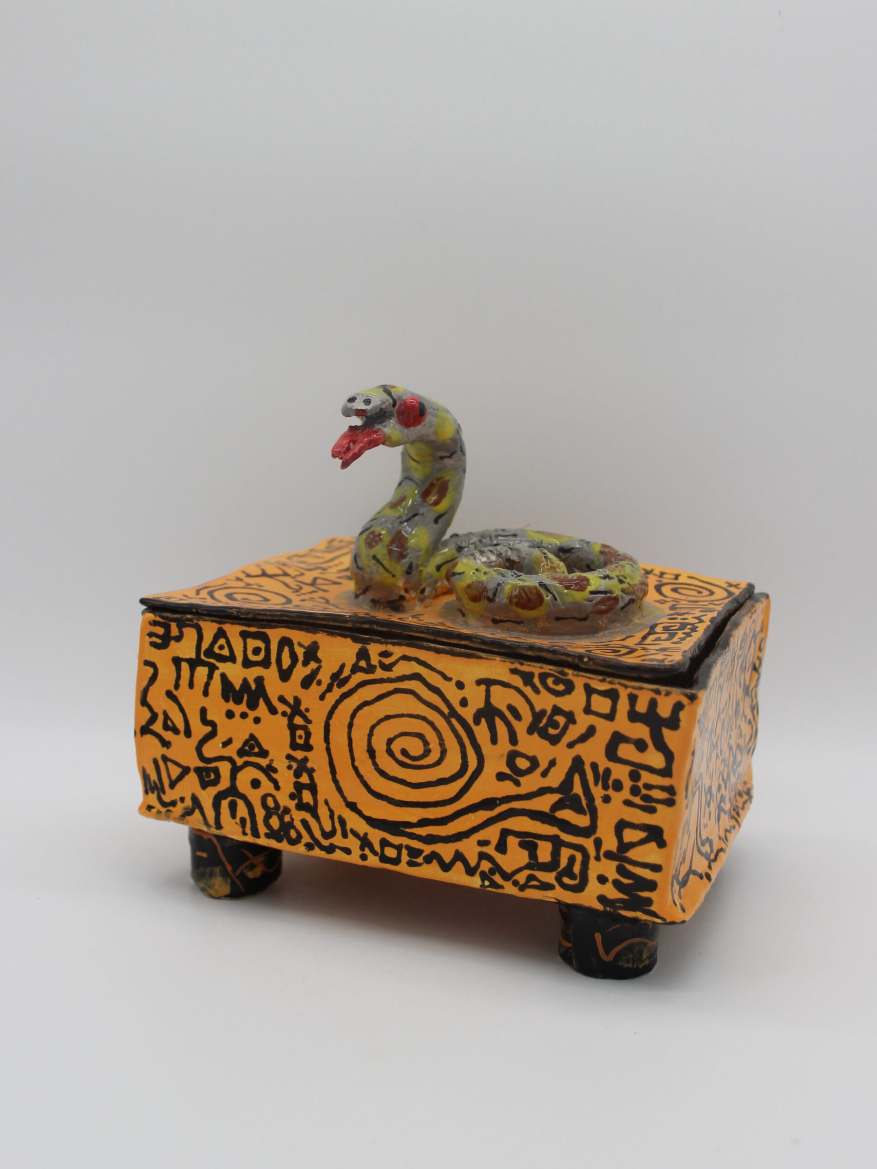 Python Box , 2022, Earthenware, Glaze, Oil-based Ink 